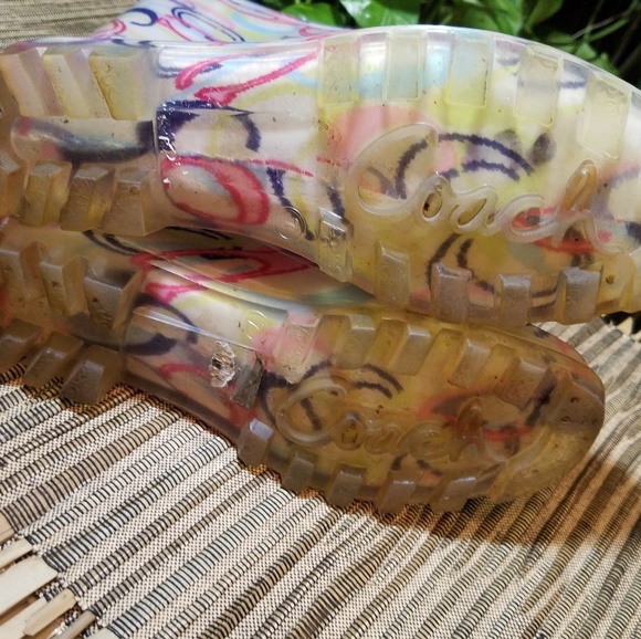 Multicolor Coach Rubber Rain Boots Sz7 - Picture 3 of 8